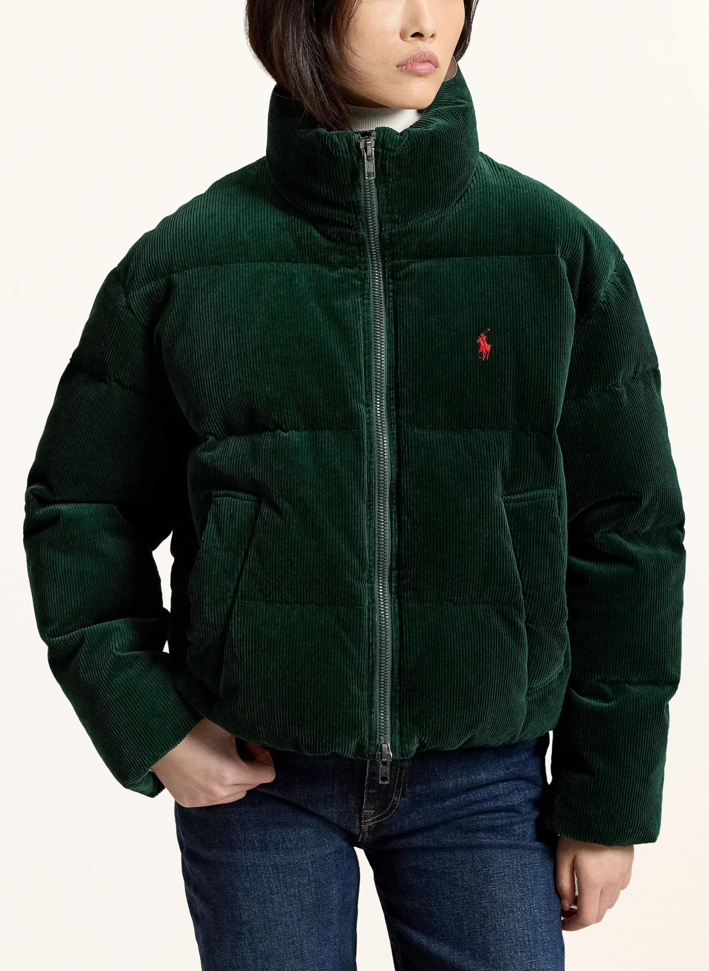 POLO RALPH LAUREN Daunenjacke aus Cord – DUNKELGRÜN