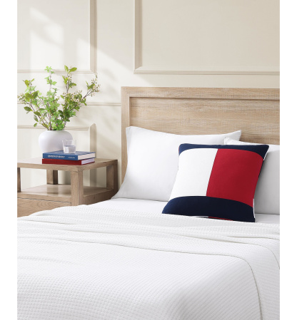 Tommy Hilfiger Flag Seersucker Square Pillow, 20" X 20" - Blue/Red/White