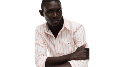 Tommy Hilfiger Men's Performance Poplin Stripe Shirt - Brilliant Orange/Stripe