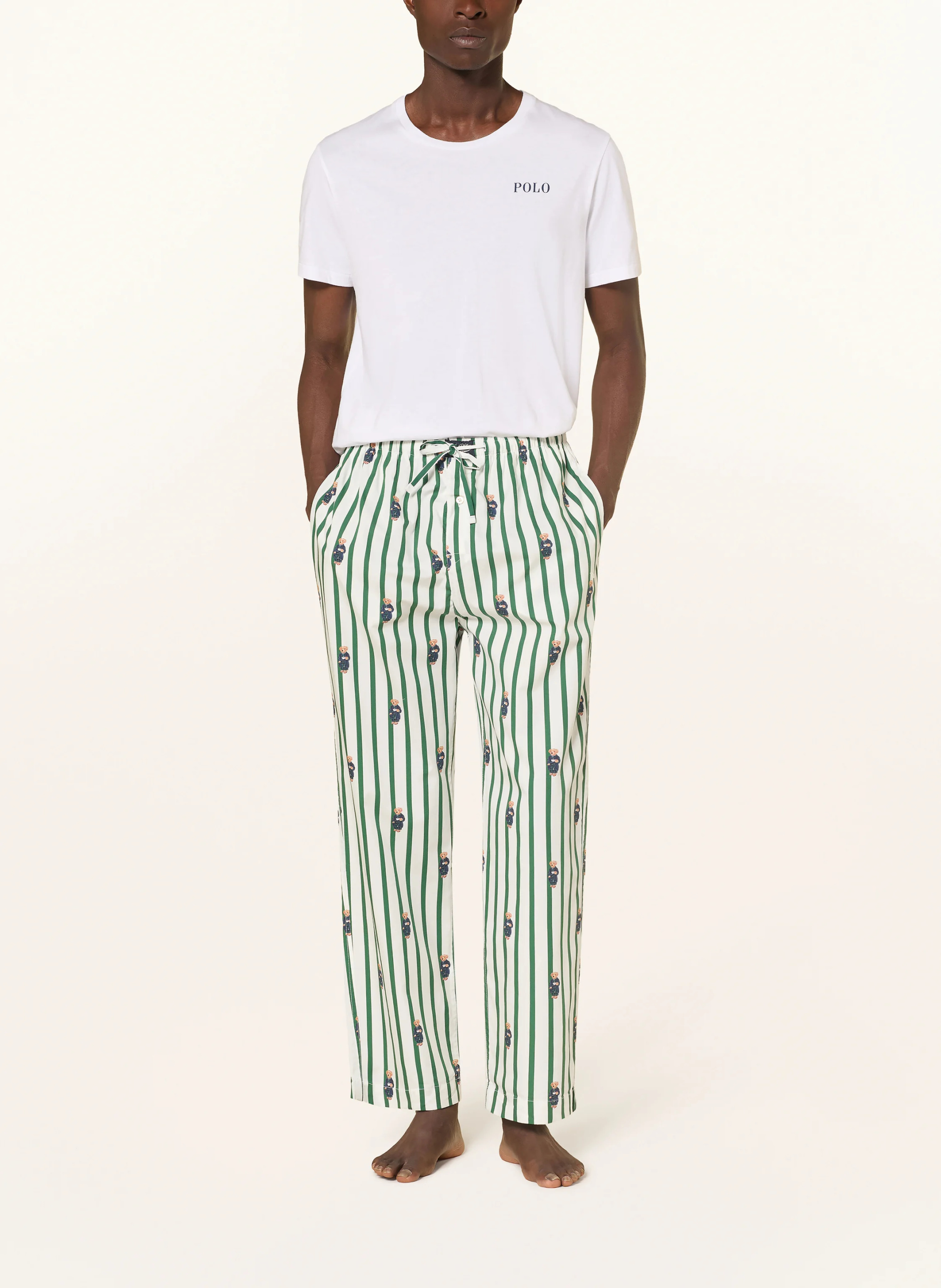 POLO RALPH LAUREN Schlafhose – WEISS / GRÜN / DUNKELBLAU