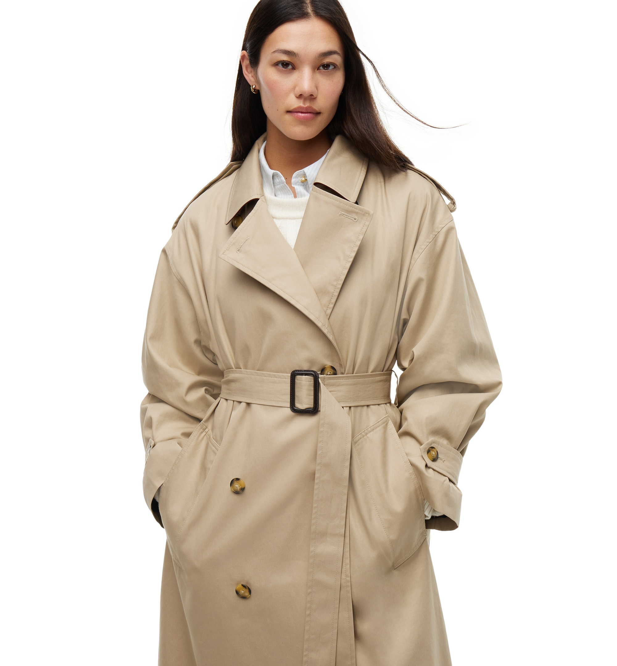 Tommy Hilfiger Women's American Icons Oversized Double-Breasted Trench Coat, Macy's Exclusive - Beige