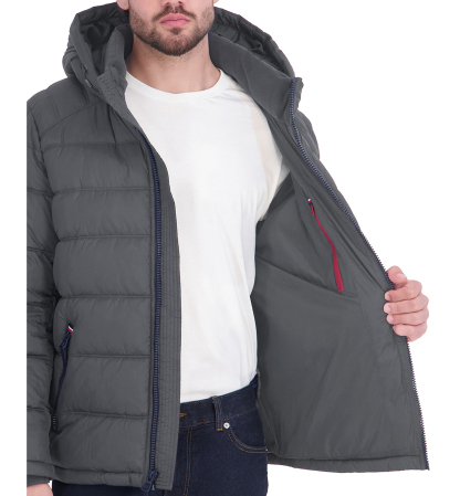 Tommy Hilfiger Men's Hooded Puffer Jacket - Charcoal