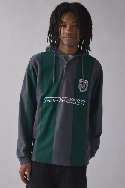 iets frans… Football Hoodie Sweatshirt - Black + Green Stripe