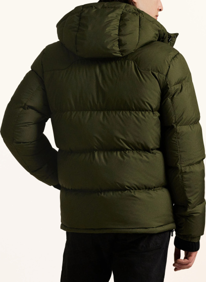 POLO RALPH LAUREN Daunenjacke GORHAM mit abnehmbarer Kapuze – OLIV / PLATIN / HELLORANGE