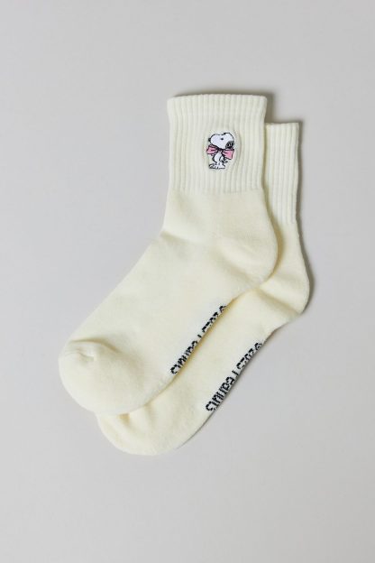 Peanuts Snoopy Icon Quarter Crew Socks - Cream