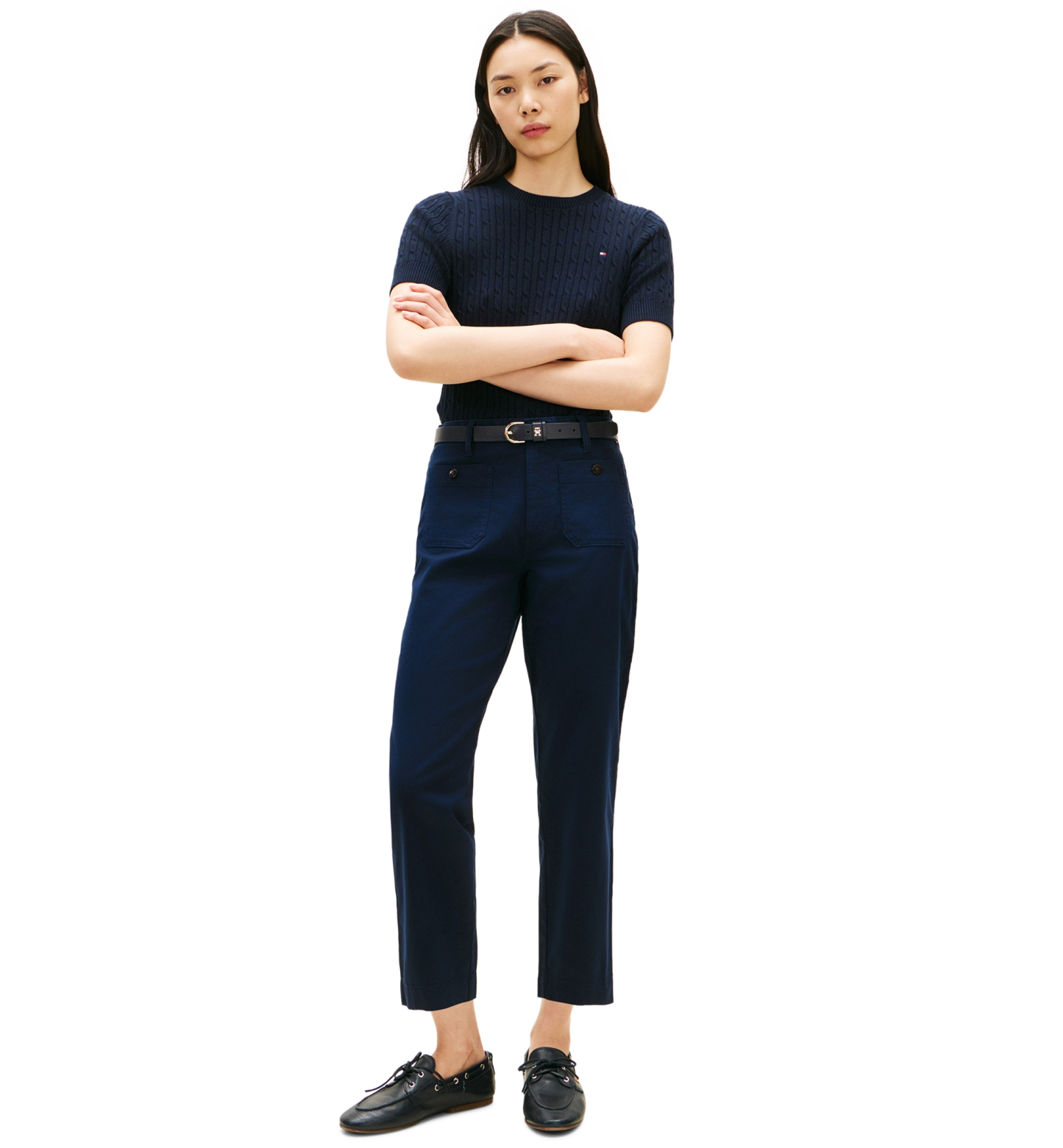Tommy Hilfiger Damen-Twill-Chinohose mit aufgesetzten Taschen – Dark Night Navy