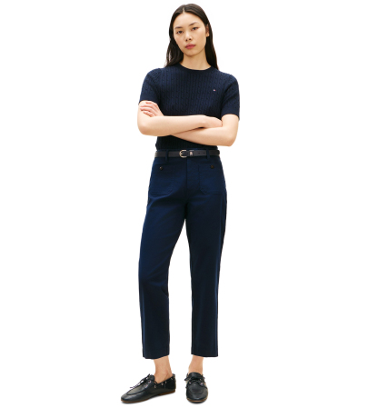 Tommy Hilfiger Damen-Twill-Chinohose mit aufgesetzten Taschen – Dark Night Navy
