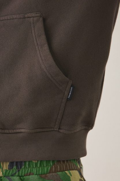Standard Cloth Pregame Zip-Up Hoodie Sweatshirt - Chocolate Brown Wash