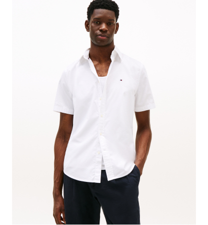 Tommy Hilfiger Men's Short Sleeve Flex Poplin Regular Fit Shirt - Optic White