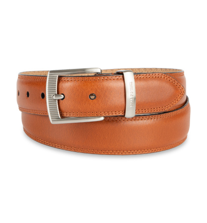 35MM Tommy Hilfiger Men's Harness Buckle Silver-Tone finish Belt - Tan
