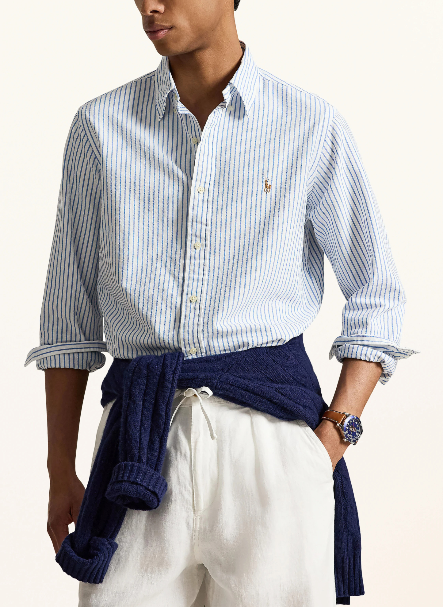 POLO RALPH LAUREN Hemd OXFORD Slim Fit – WEISS / BLAU