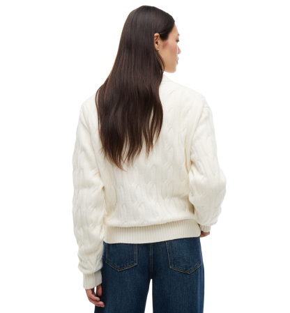 Tommy Hilfiger Women's American Icons 100% Wool Cable-Knit Crewneck Sweater, Macy's Exclusive - Ivory Petal