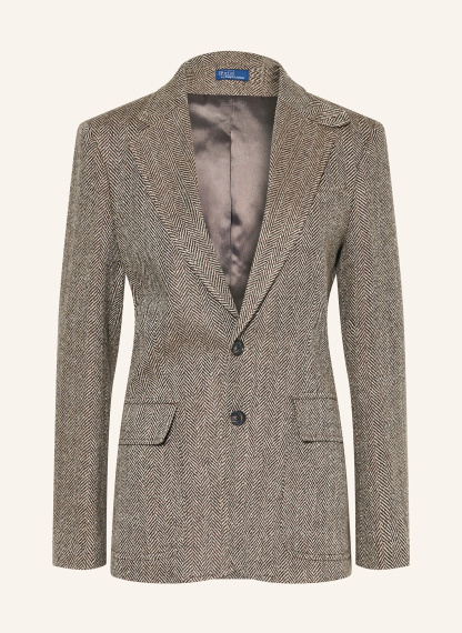 POLO RALPH LAUREN Blazer mit Leinen – BRAUN / DUNKELBRAUN