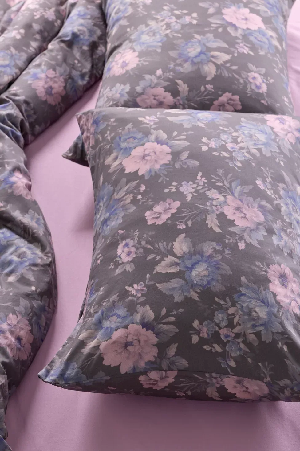 Gemma Floral Printed Cotton Sateen Sham Set - Purple Floral
