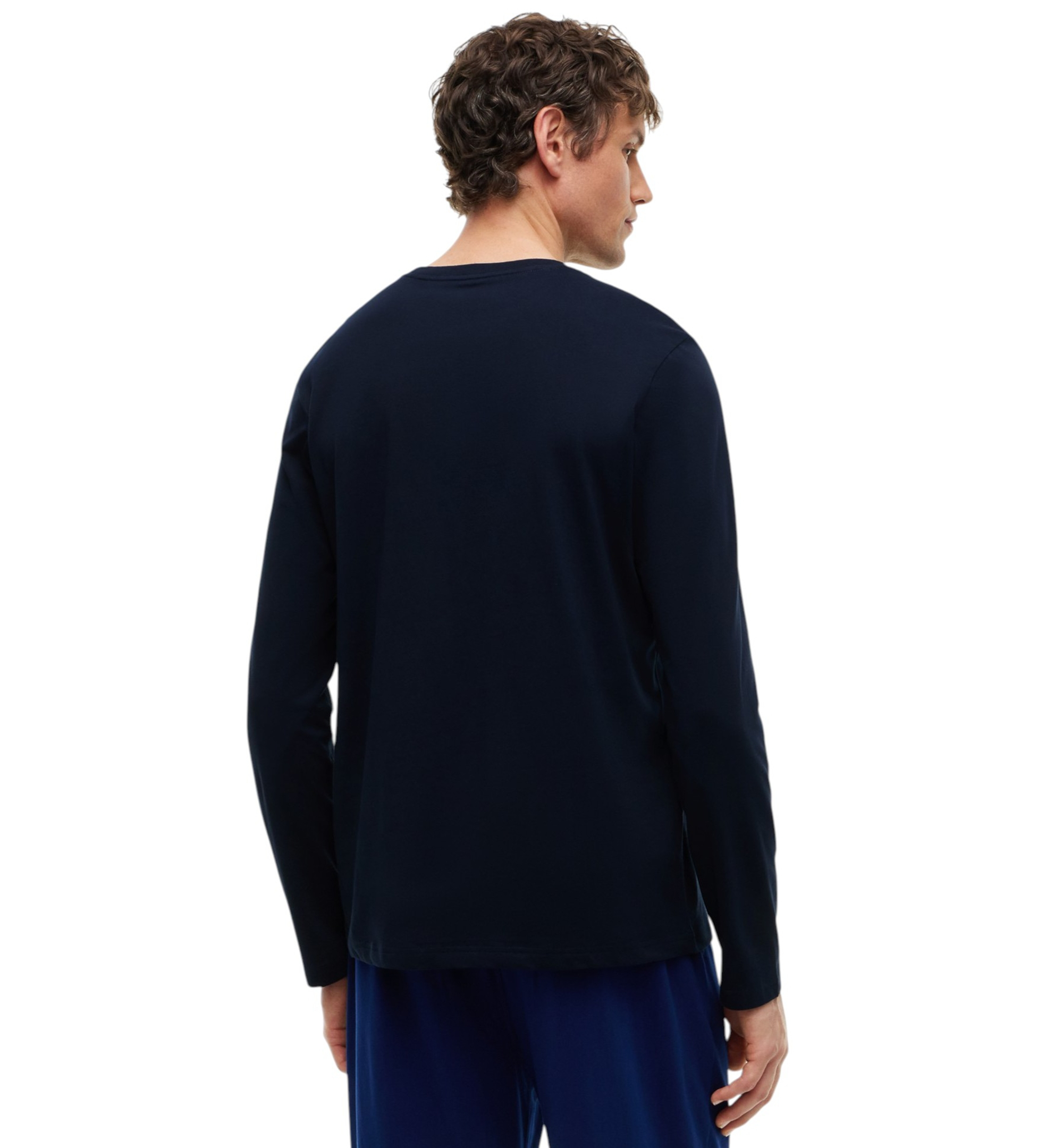 Tommy Hilfiger Men's Core Flag Long-Sleeve Crewneck Cotton Pajama T-Shirt - Dark Navy