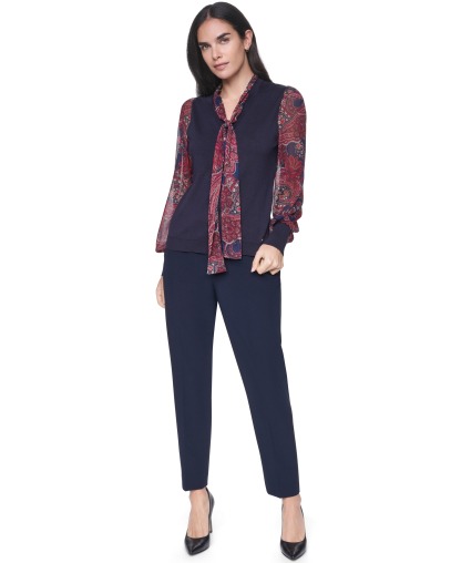 Tommy Hilfiger Women's Paisley V-Neck Sweater - Midnight
