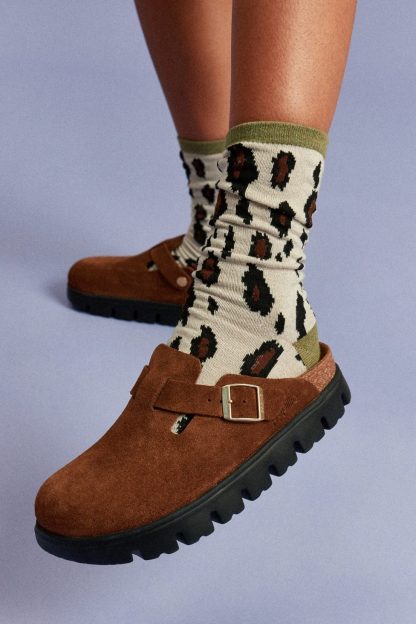 Birkenstock Women's Boston Chunky Suede Clogs - Dark Tea/ Black