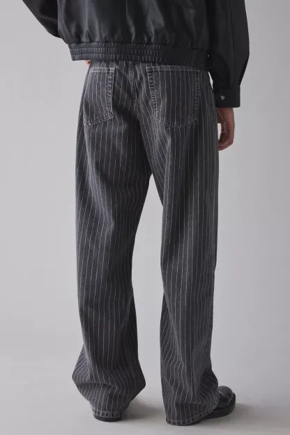 BDG Nitro Pinstripe Baggy Fit Jeans - Black Pinstripe