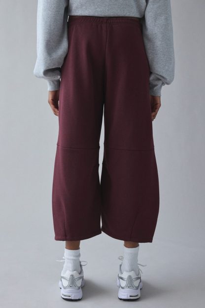 Nike Sportswear Phoenix Fleece Loose Mid-Rise Barrel Pants - Burgundy Crush/ Sail