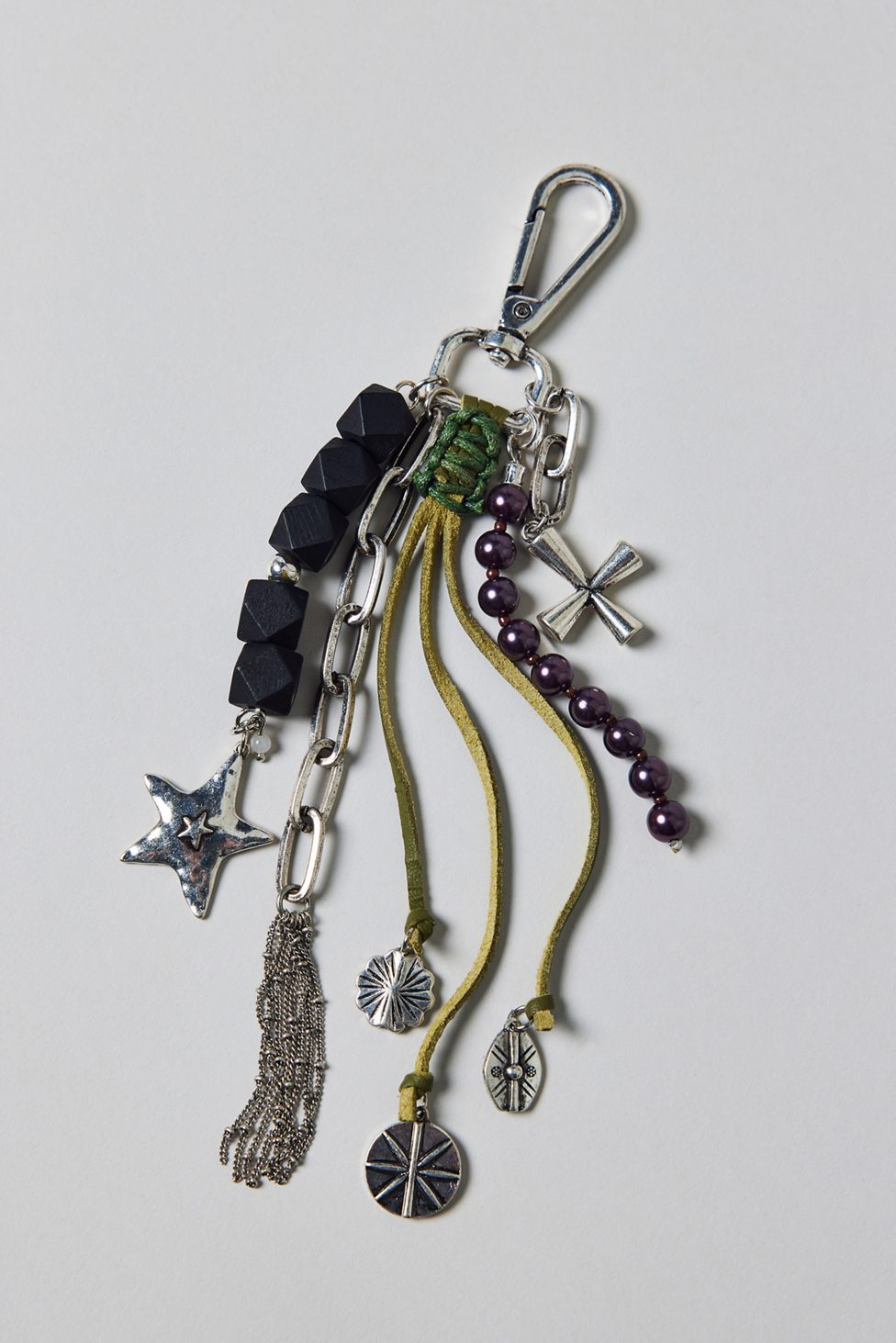 Charm Cluster Boho Keychain - Silver