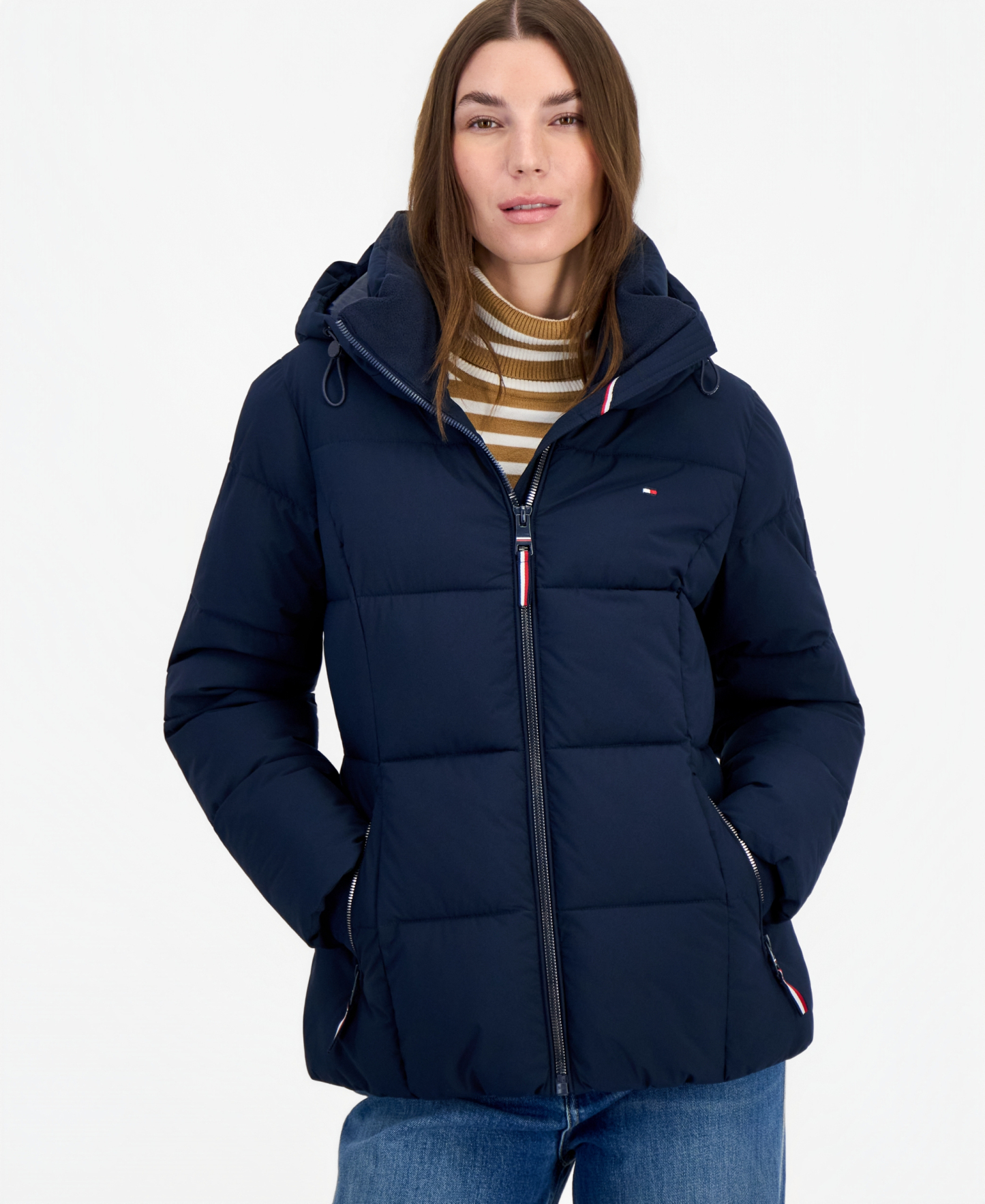 Tommy Hilfiger Women's Short Hooded Puffer Jacket, Created for Macy's - Navy