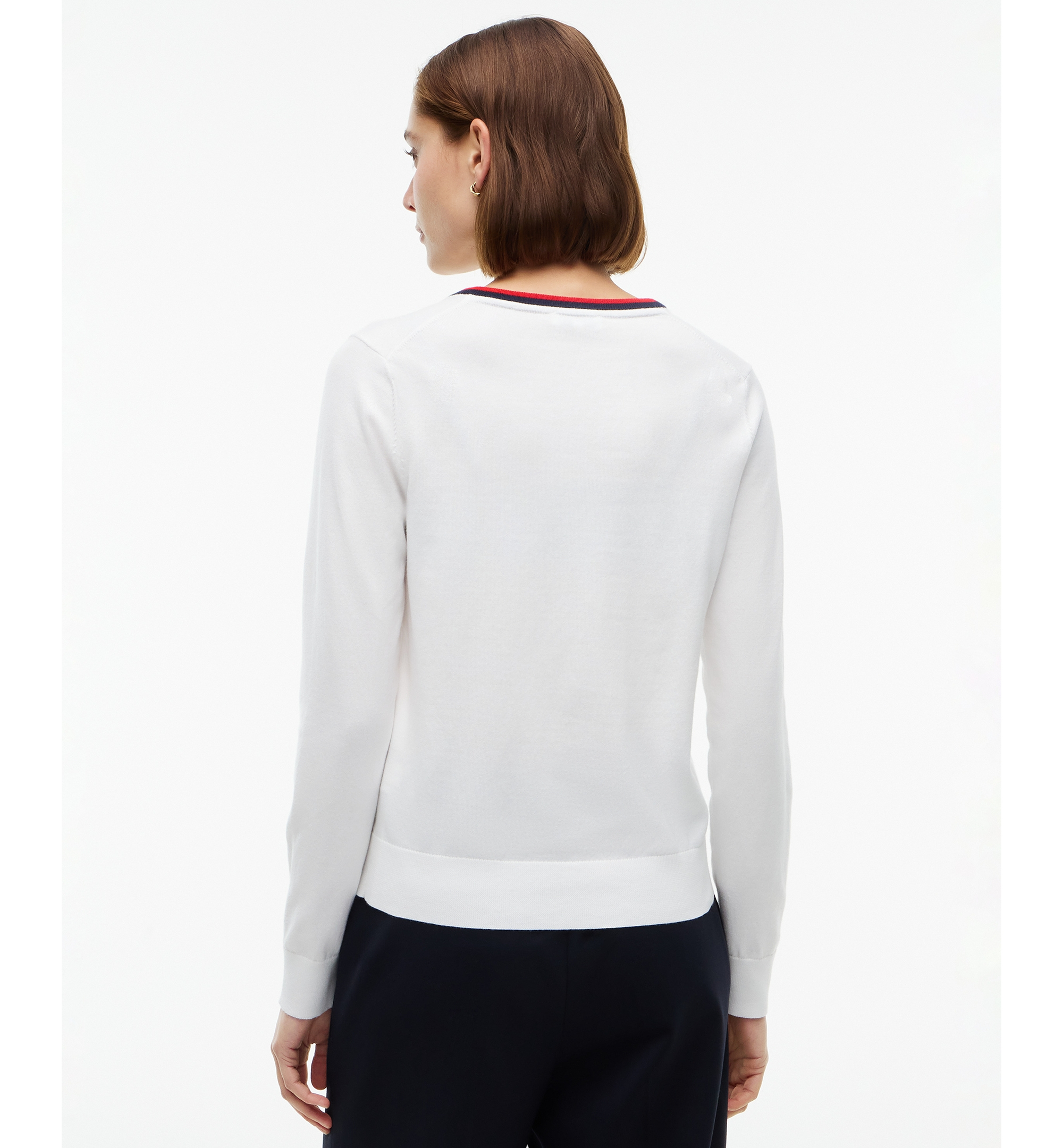 Tommy Hilfiger Women's V-Neck Long-Sleeve Sweater - Ecru