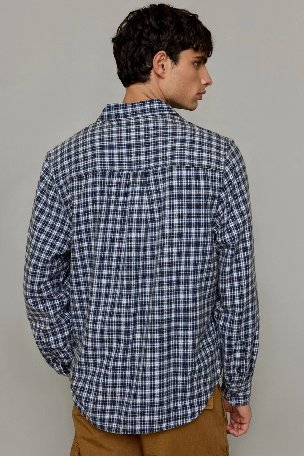 BDG Baggy Flannel Long Sleeve Shirt - Navy
