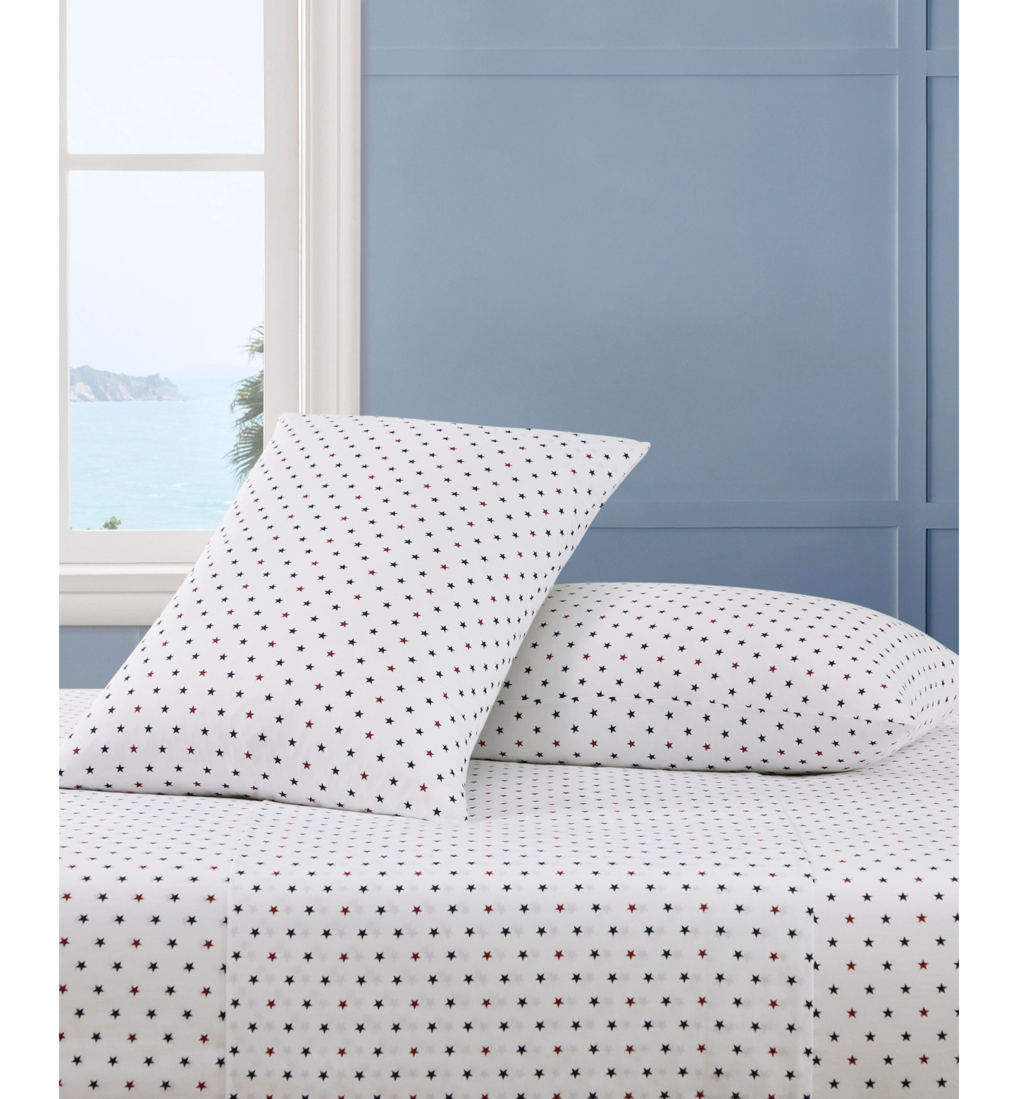 Tommy Hilfiger Printed 200-Thread Count Cotton Percale Sheet Set - Daystar Blue