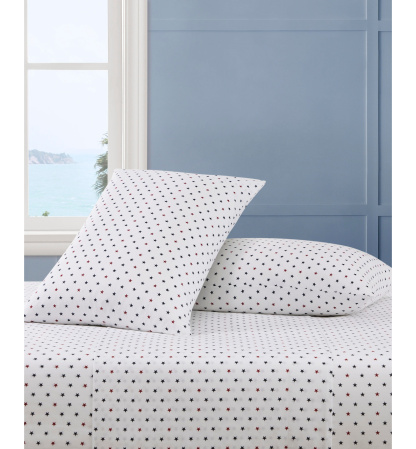 Tommy Hilfiger Printed 200-Thread Count Cotton Percale Sheet Set - Daystar Blue