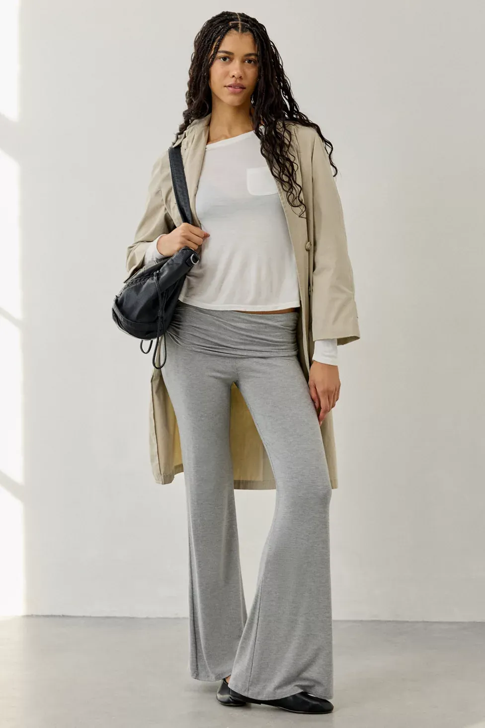 BDG Bowery Harper Jersey Knit Long Sleeve Tee - White