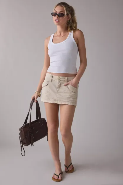 BDG Trail Star Utility Mini Skirt - Ivory