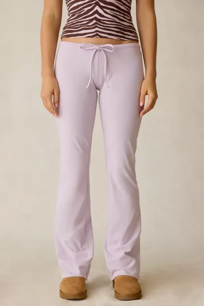 Out From Under Bec Low-Rise Slim Flare Pants - Lavender