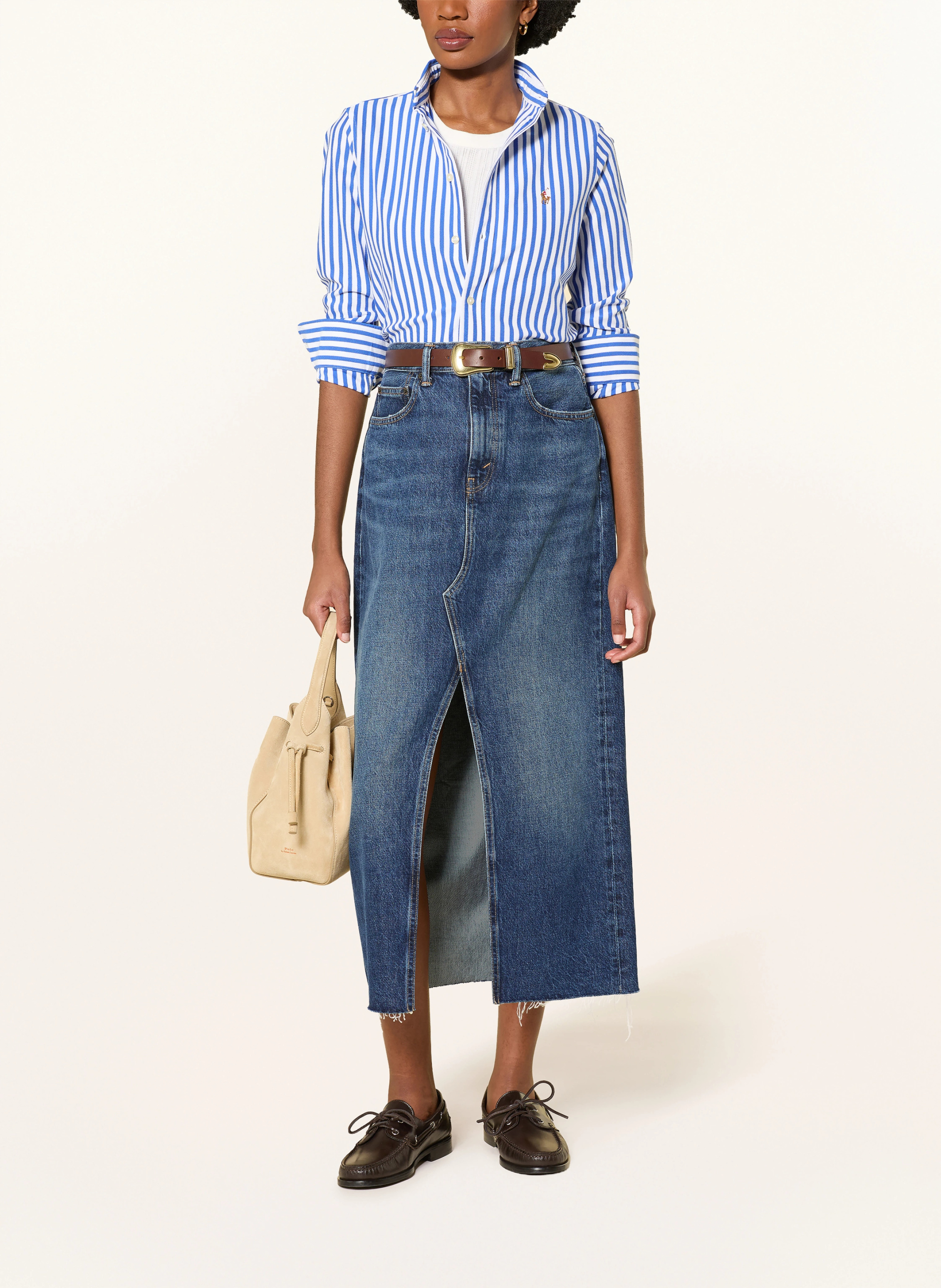POLO RALPH LAUREN Hemdbluse aus Piqué – BLAU / WEISS