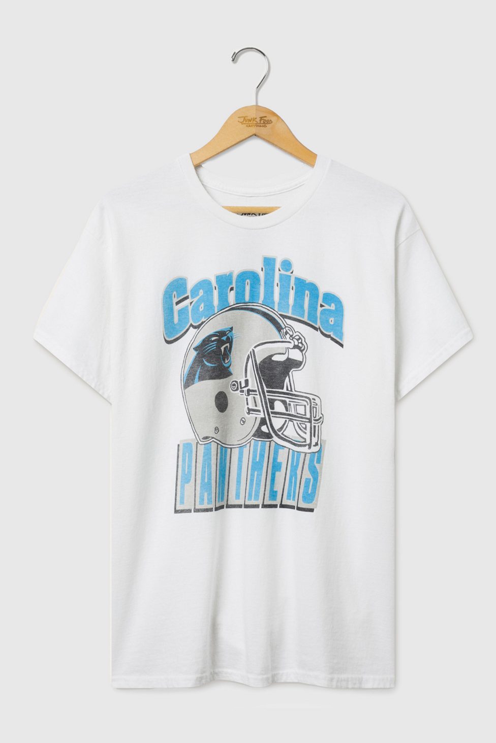 Junk Food NFL Throwback Helmet Flea Market Tee - Carolina Panthers