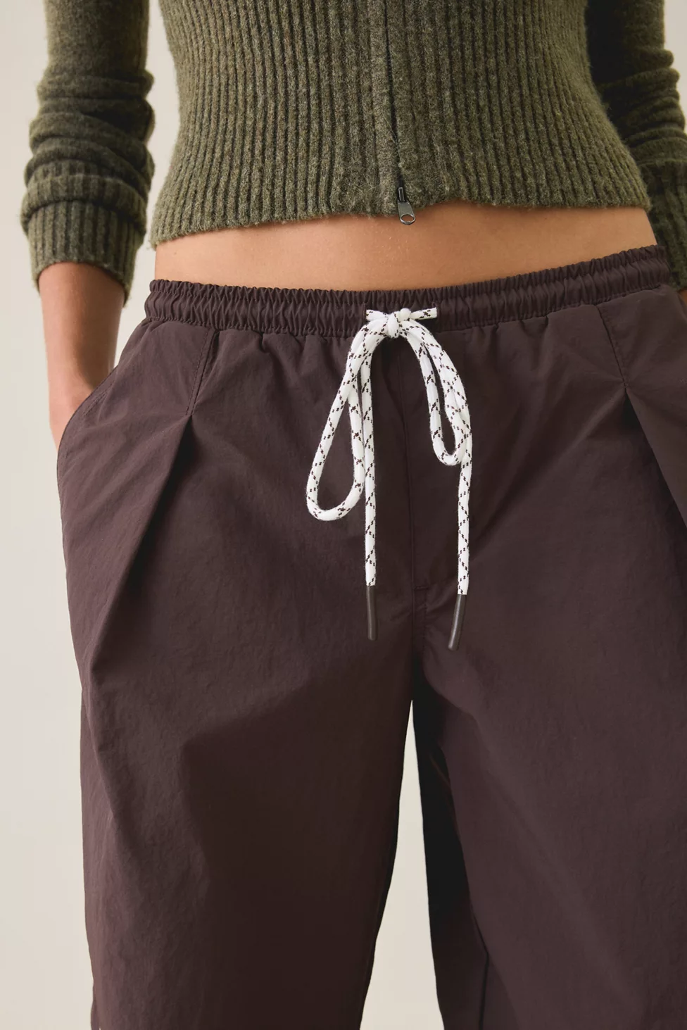 BDG Finish Line Low-Rise Baggy Track Pants - Dark Brown