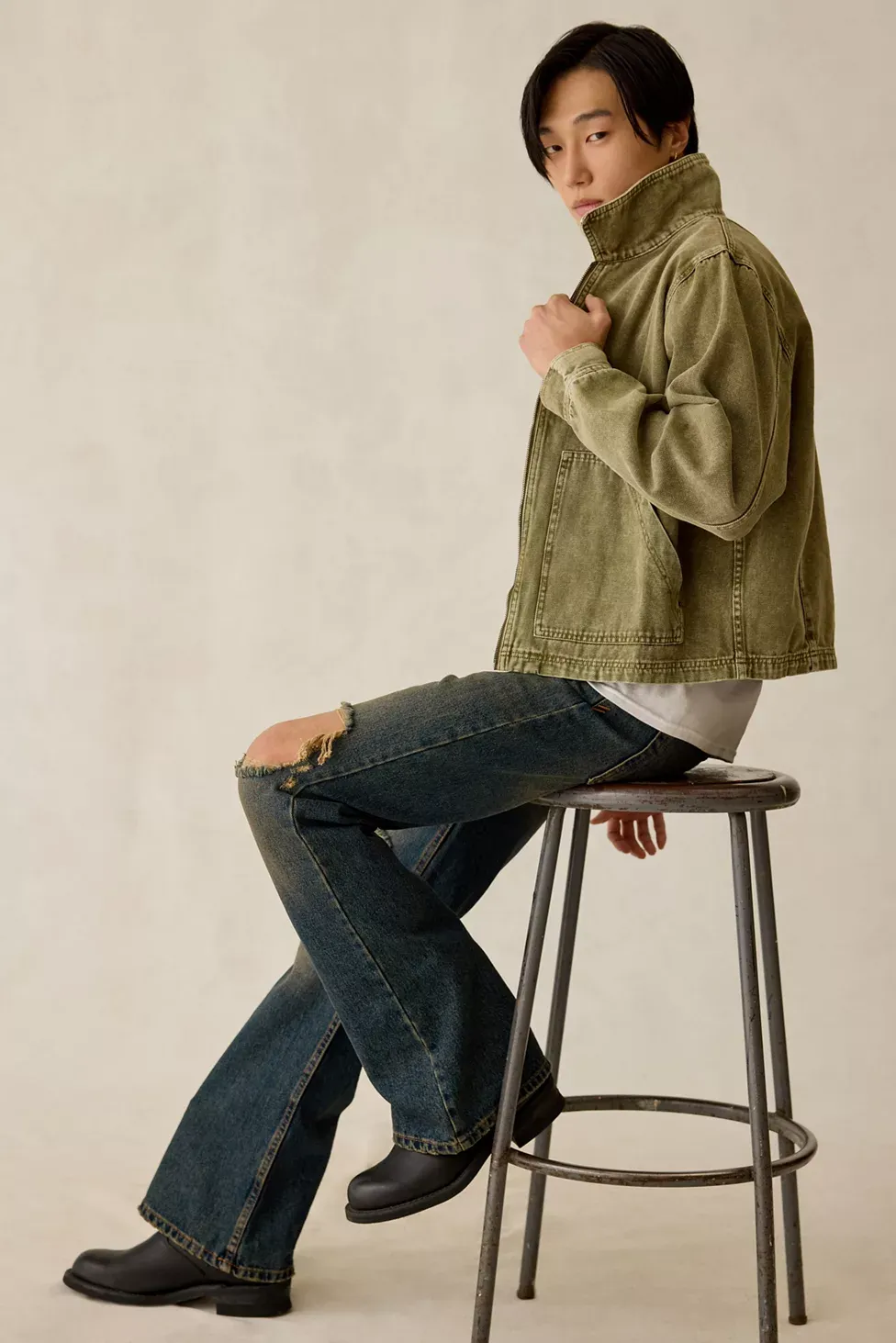 BDG Kasper Textured Canvas Jacket - Olive