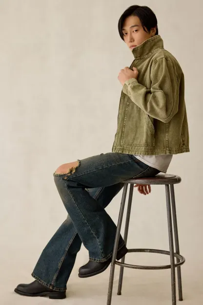 BDG Kasper Textured Canvas Jacket - Olive