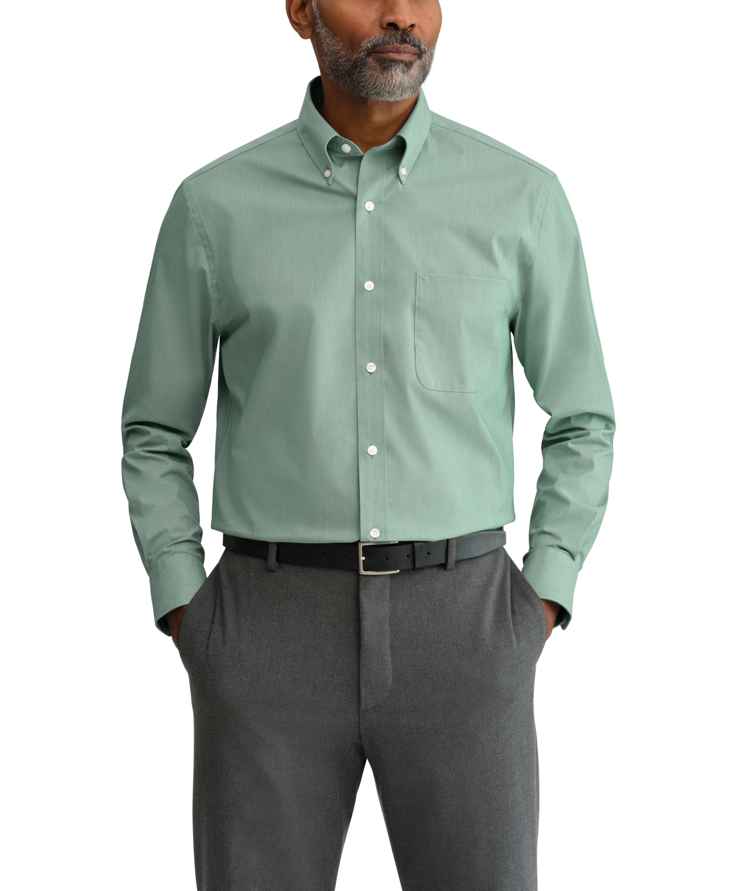 Tommy Hilfiger Men's Regular Fit Wrinkle Resistant Stretch Dress Shirt - Pine