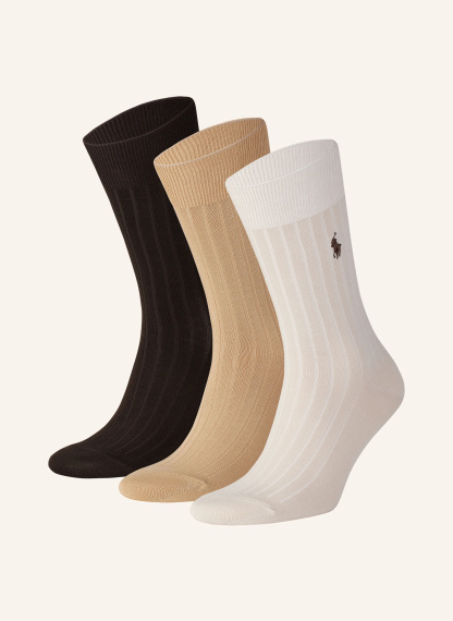 POLO RALPH LAUREN 3er-Pack Strümpfe – SCHWARZ / COGNAC / CREME