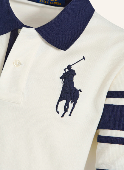 POLO RALPH LAUREN Piqué-Poloshirt – CREME / DUNKELBLAU