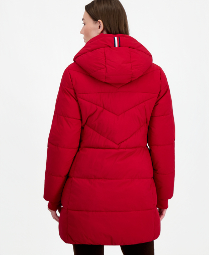 Tommy Hilfiger Women's Chevron-Quilted Puffer Coat - Crimson