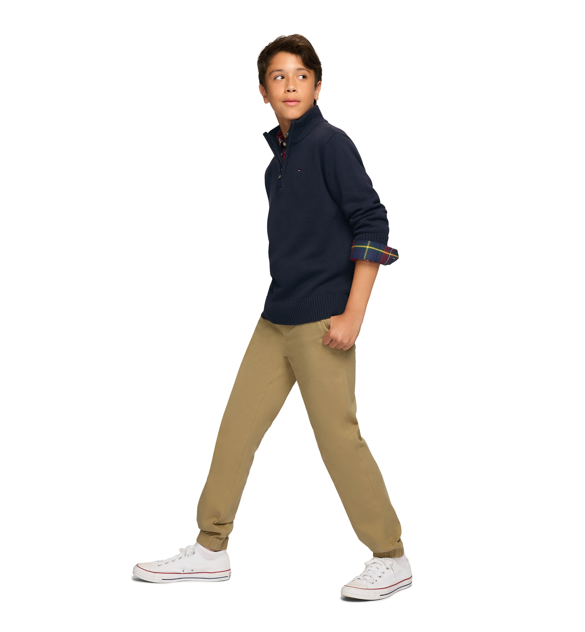 Tommy Hilfiger Boys' 8-20 Zipneck Cotton Quarter-Zip Sweater - Navy Blazer