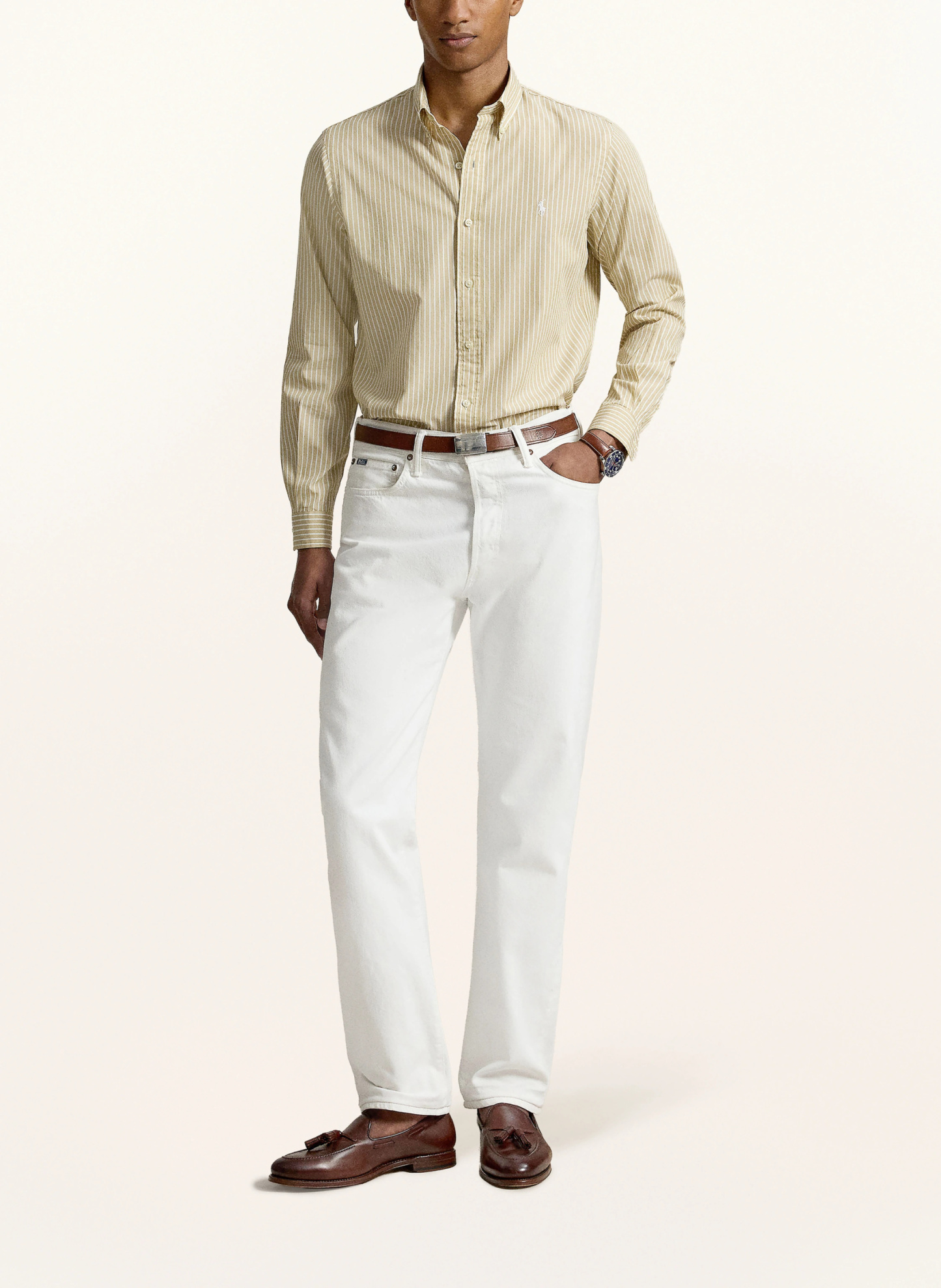 POLO RALPH LAUREN Hemd Custom Fit – BEIGE / WEISS (1)