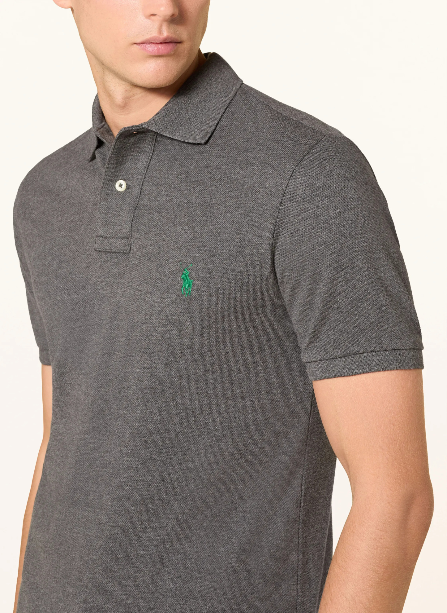 POLO RALPH LAUREN Piqué-Poloshirt Slim Fit – DUNKELGRAU MELIERT