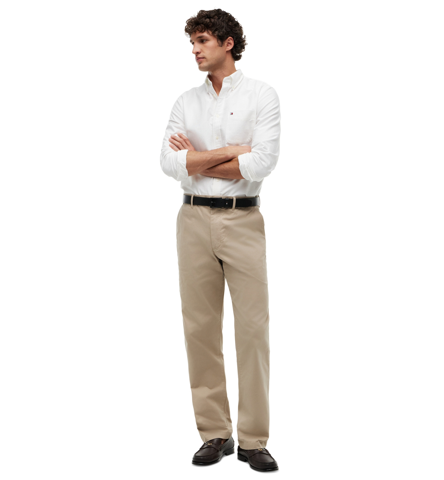 Tommy Hilfiger Men's Regular-Straight Fit Stretch Chino Pants - Batique Khaki
