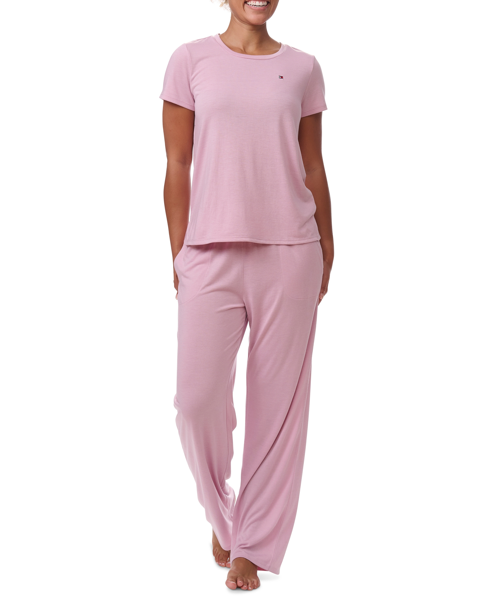 Tommy Hilfiger Women's Short-Sleeve Crewneck Sleep Tee - Breezy Orchid