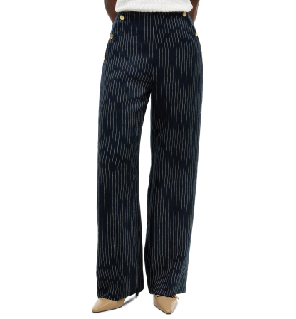 Tommy Hilfiger Women's Nautical Stripe High-Rise Wide-Leg Pants - Pin Stripe Navy