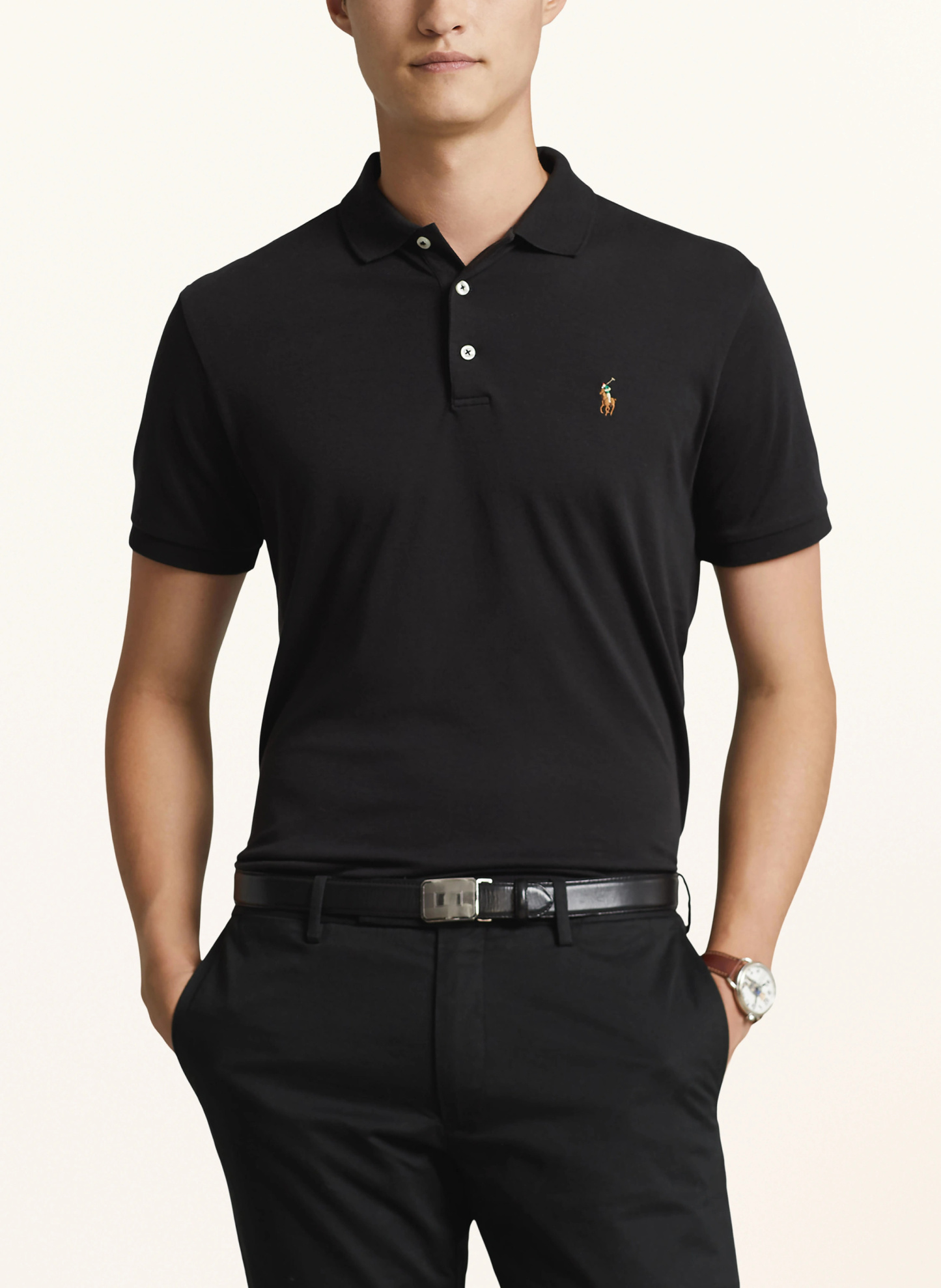 POLO RALPH LAUREN Jersey-Poloshirt Custom Slim Fit – SCHWARZ