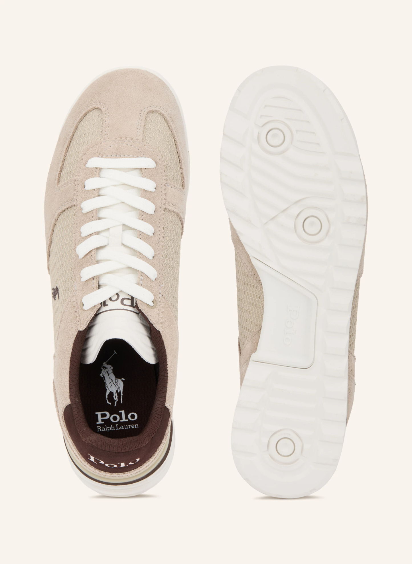 POLO RALPH LAUREN Sneaker – BEIGE / DUNKELBRAUN / WEISS