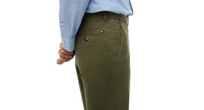 Tommy Hilfiger Men's Regular-Straight Fit Stretch Chino Pants - Ghost Fern